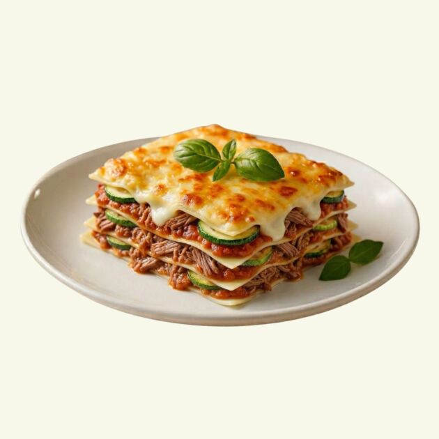 Lasanha Carne louca e Abobrinha verde